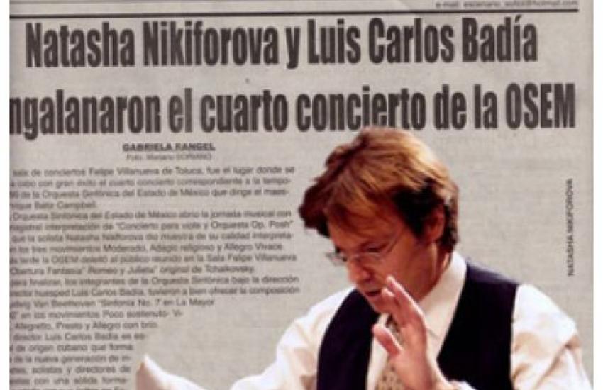 Natasha Nikiforova  y Luis Carlos Badia engalanaron el concierto. (México)