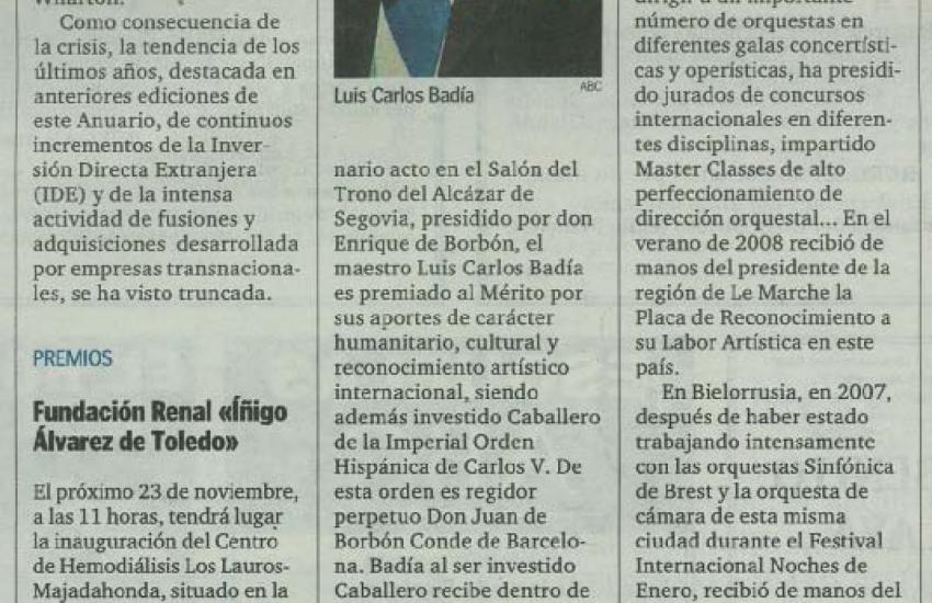 Luis Carlos Badía knighted by the Herald Order of Charles V (Spain)
