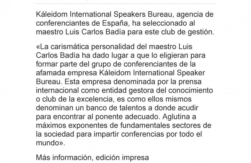 Kalèidom International selecciona a Luis Carlos Badía (España)